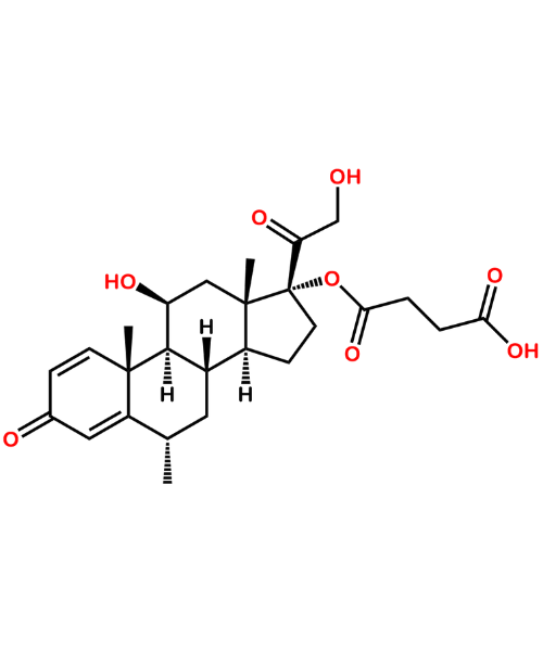 Methyl Prednisolone Impurity, Impurity of Methyl Prednisolone, Methyl Prednisolone Impurities, 77074-42-1, Methyl Prednisolone Hydrogen Succinate Impurity B