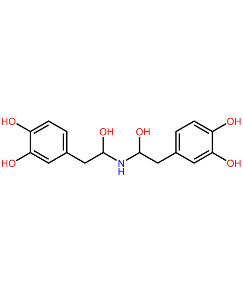 Norepinephrine Impurity, Impurity of Norepinephrine, Norepinephrine Impurities, NA, 4,4'-(azanediylbis(1-hydroxyethane-2,1-diyl))bis(benzene-1,2-diol)