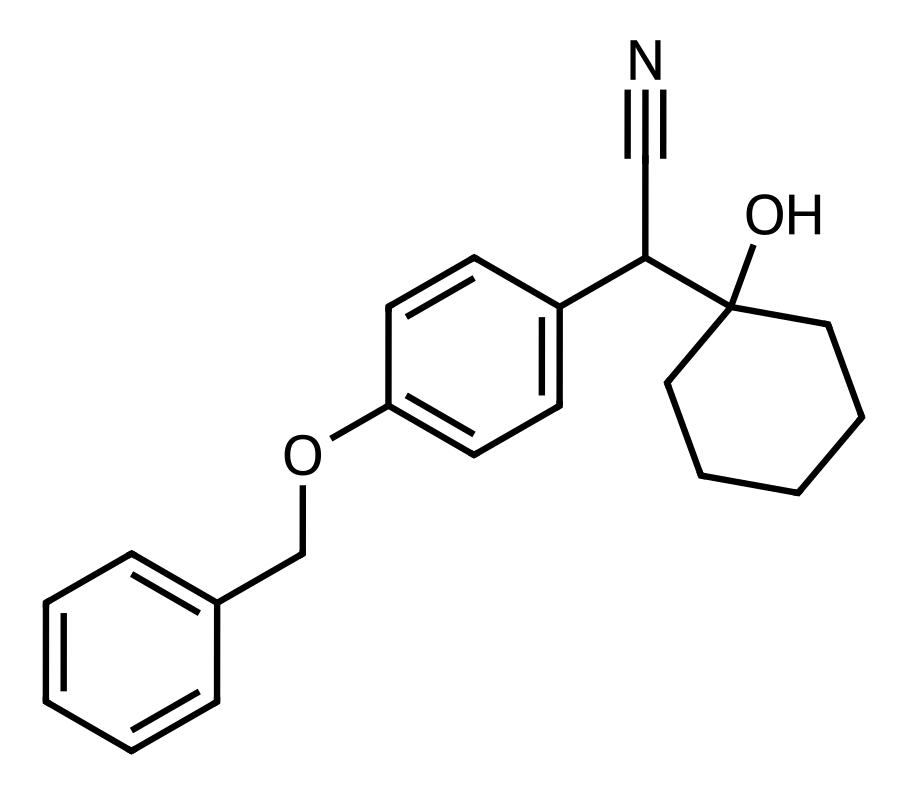 Chemical structure of 2-(4-(Benzyloxy Phenyl)-2-(1-Hydroxycyclohexyl)) Acetonitrile